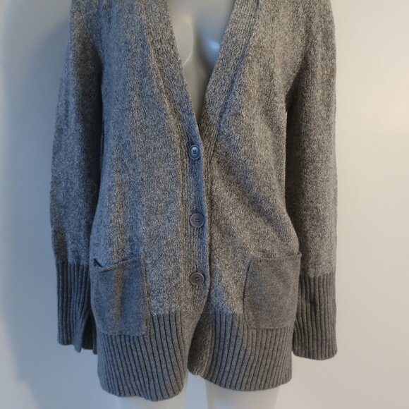 Womens Amina Rubinacci Marled Gray Cotton Blend Knit Cardigan Sweater 46 US/8-10 - Picture 7 of 16